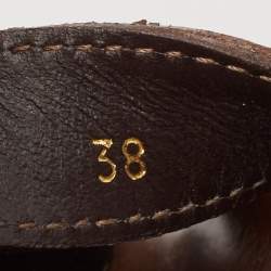 Pre Owned Celine Brown Leather Triomphe Flat Sandals Size 38