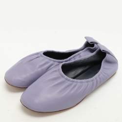 Celine Purple Leather Scrunch Ballet Flats Size 37.5