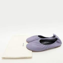Celine Purple Leather Scrunch Ballet Flats Size 37.5
