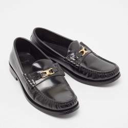 Celine Black Leather Luco Triomphe Chain Loafers Size 36