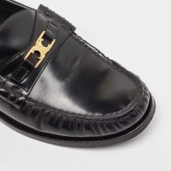 Celine Black Leather Luco Triomphe Chain Loafers Size 36