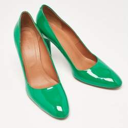 Celine Green Patent Leather Round Toe Pumps Size 39