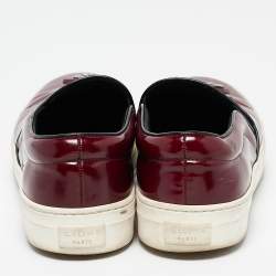 Celine Burgundy Leather Tassel Slip On Sneakers Size 38