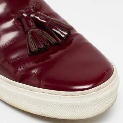 Celine Burgundy Leather Tassel Slip On Sneakers Size 38