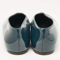 Celine Blue Patent Leather V neck Ballet Flats Size 37.5