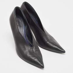 Pre Owned Celine Black Leather V Cut Pointed Toe Pumps Size 39