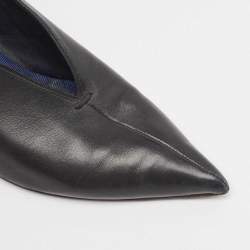 Pre Owned Celine Black Leather V Cut Pointed Toe Pumps Size 39