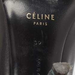Pre Owned Celine Black Leather V Cut Pointed Toe Pumps Size 39
