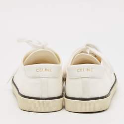 Celine White Canvas and Rubber Blank Lace Up Sneakers Size 39