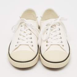 Celine White Canvas and Rubber Blank Lace Up Sneakers Size 39