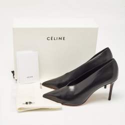 Celine Black Leather V Neck Pumps Size 37.5