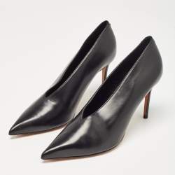 Celine Black Leather V Neck Pumps Size 37.5