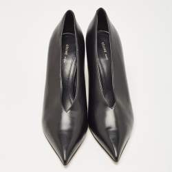 Celine Black Leather V Neck Pumps Size 37.5