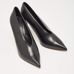 Celine Black Leather V Neck Pumps Size 37.5