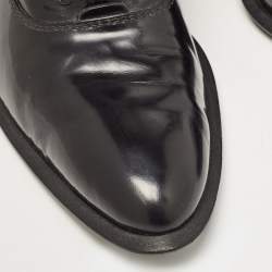 Pre Owned Celine Black Leather Lace Up Heeled Oxfords Size 38