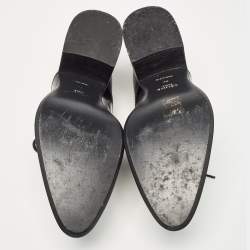 Pre Owned Celine Black Leather Lace Up Heeled Oxfords Size 38