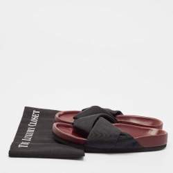 Celine Black Neoprene Crossover Flat Slides Size 37
