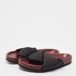 Celine Black Neoprene Crossover Flat Slides Size 37