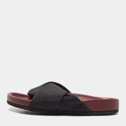 Celine Black Neoprene Crossover Flat Slides Size 37