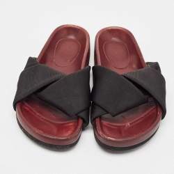 Celine Black Neoprene Crossover Flat Slides Size 37