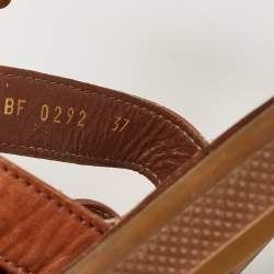 Pre Owned Celine Brown Leather Triomphe Flat Sandals Size 37