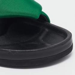 Pre Owned Celine Green Canvas Crisscross Flat Slide Size 40