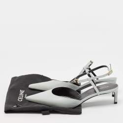 مملوكة مسبقًا Celine Blue Leather Pointed Toe Slingback Pumps Size 37