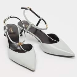 مملوكة مسبقًا Celine Blue Leather Pointed Toe Slingback Pumps Size 37