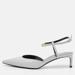 مملوكة مسبقًا Celine Blue Leather Pointed Toe Slingback Pumps Size 37