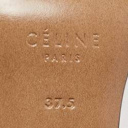 Celine White Leather Night Out T-Strap Ankle Wrap Sandals Size 37.5