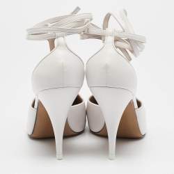 Celine White Leather Night Out T-Strap Ankle Wrap Sandals Size 37.5
