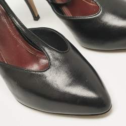 Pre Owned Celine Black Leather Ankle Wrap Pumps Size 37.5
