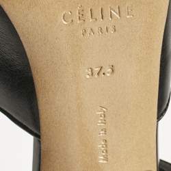 Pre Owned Celine Black Leather Ankle Wrap Pumps Size 37.5