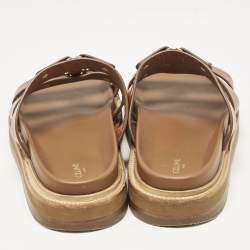 Pre Owned Celine Brown Leather Studded Tippi Slide Sandals Size 39