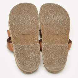 Pre Owned Celine Brown Leather Studded Tippi Slide Sandals Size 39