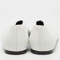Pre Owned Celine White Leather V-Neck Ballet Flats Size 38.5