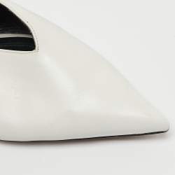 Pre Owned Celine White Leather V-Neck Ballet Flats Size 38.5
