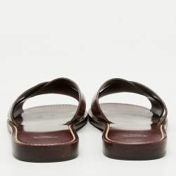 Celine Burgundy Leather Flat Slide Sandals Size 40