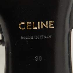Pre Owned Celine Black Leather Pointed Toe T-Bar Strap Pumps Size 38