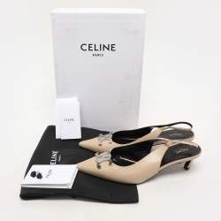 Pre Owned Celine Beige Leather Alma Triomphe Pumps Size 38