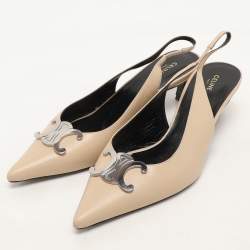 Pre Owned Celine Beige Leather Alma Triomphe Pumps Size 38