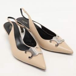 Pre Owned Celine Beige Leather Alma Triomphe Pumps Size 38