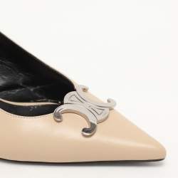 Pre Owned Celine Beige Leather Alma Triomphe Pumps Size 38