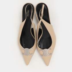 Pre Owned Celine Beige Leather Alma Triomphe Pumps Size 38