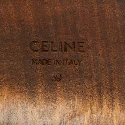 Pre Owned Celine Black Leather Chain Logo Detail Platform Clogs Size 39