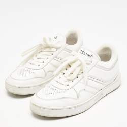 Pre Owned Celine White Leather Lace Up Sneakers Size 35