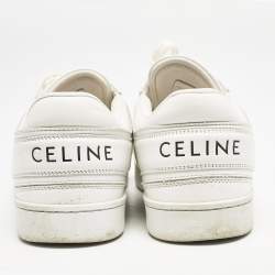 Pre Owned Celine White Leather Lace Up Sneakers Size 35