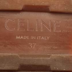 Celine Brown Leather Clea Triomphe Flat Sandals Size 37
