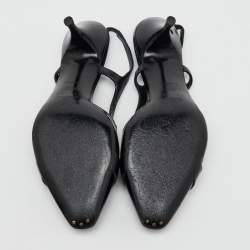 Celine Black Leather Logo Slingback Pumps Size 37.5