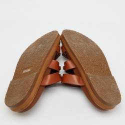 Pre Owned Celine Brown Leather Studded Tippi Slide Sandals Size 39